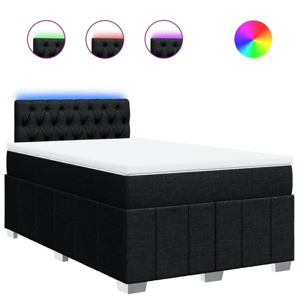 vidaXL Sommier &agrave; lattes de lit avec matelas Noir 120x200 cm Tissu