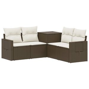 vidaXL Ensemble de Canap&eacute;s 5 pc Marron et cr&egrave;me blanche
