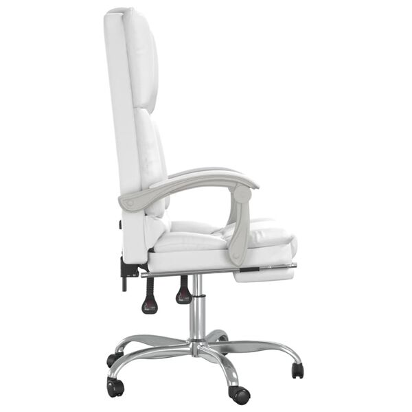 vidaXL Fauteuil de massage inclinable de bureau Blanc Similicuir
