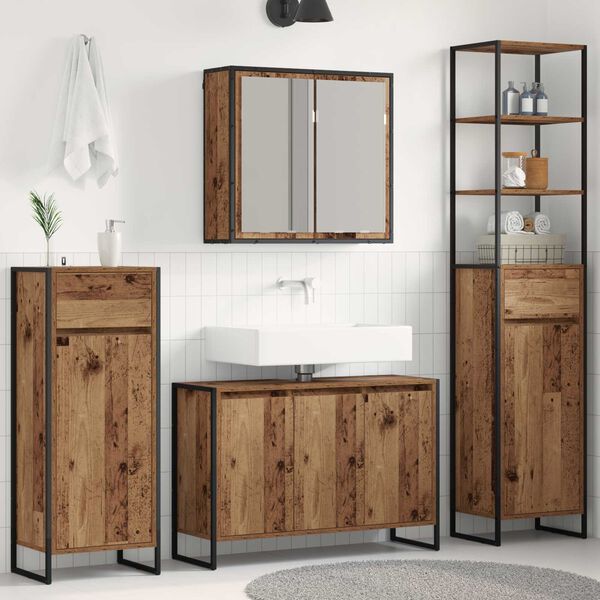 vidaXL Ensemble de mobilier de salle de bain avec tiroir Bois ancien