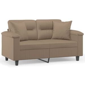 vidaXL Canap&eacute; 2 places avec oreillers cappuccino 120 cm similicuir