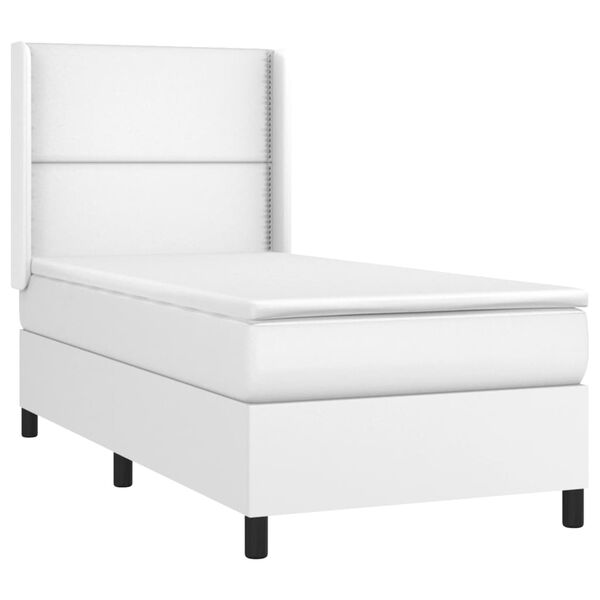 vidaXL Sommier &agrave; lattes de lit matelas LED Blanc 80x200cm Similicuir