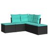 vidaXL Salon de jardin 5 pcs avec coussins noir r&eacute;sine tress&eacute;e