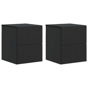 vidaXL Cabinet de chevet mural 2 pi&egrave;ces Noir 33 x 34,5 x 40 cm