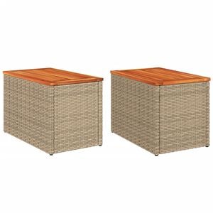 vidaXL Tables d'appoint de jardin 2 pcs beige rotin bois massif