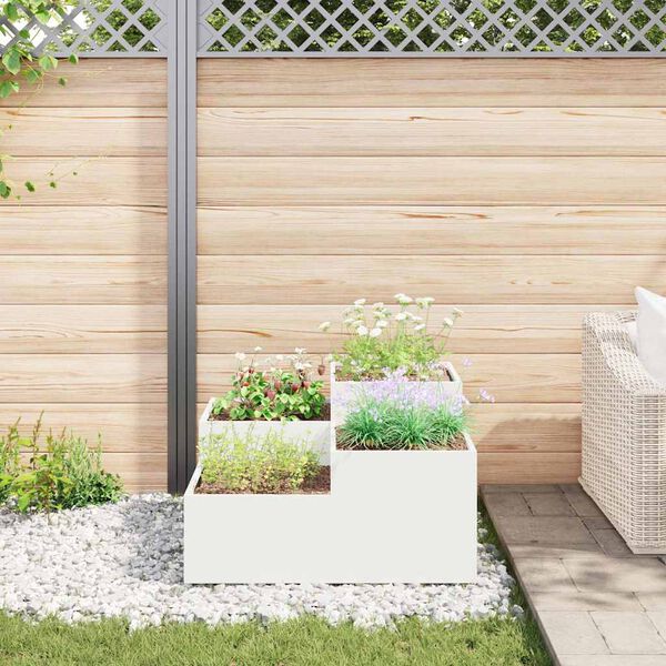 vidaXL Cache-pot de jardin Blanc 80 x 80 x 48 cm Acier