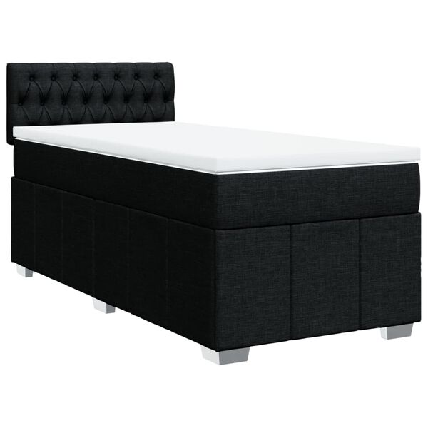 vidaXL Sommier &agrave; lattes de lit avec matelas Noir 100x200 cm Tissu