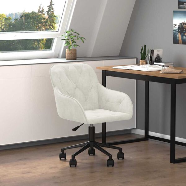 vidaXL Chaise pivotante de bureau Cr&egrave;me Velours