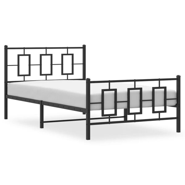 vidaXL Cadre de lit métal sans matelas avec pied de lit noir 107x203cm