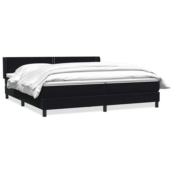 vidaXL Sommier &agrave; lattes de lit avec matelas noir 180x210 cm velours