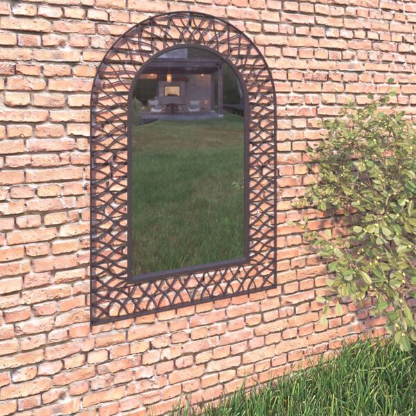 vidaXL Miroir mural de jardin Vo&ucirc;t&eacute;e 50 x 80 cm Noir