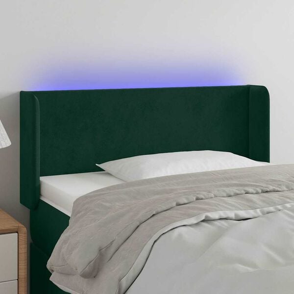 vidaXL T&ecirc;te de lit &agrave; LED Vert fonc&eacute; 83x16x78/88 cm Velours