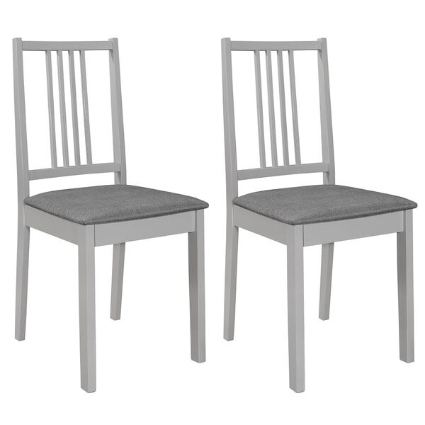 vidaXL Chaises &agrave; manger avec coussins lot de 2 gris bois solide