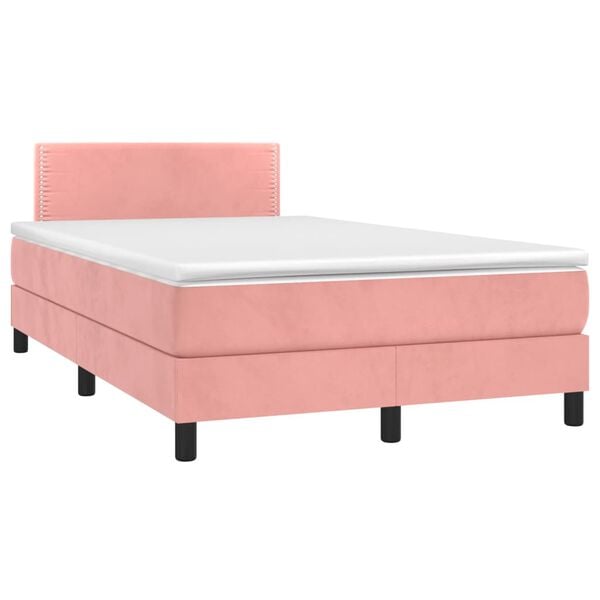 vidaXL Sommier &agrave; lattes de lit avec matelas LED Rose 120x200cm Velours