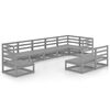 vidaXL Salon de jardin 9 pcs gris bois de pin massif
