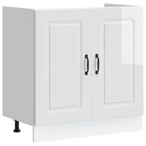 vidaXL Meuble bas pour &eacute;vier Kalmar blanc brillant 80x46x81,5 cm
