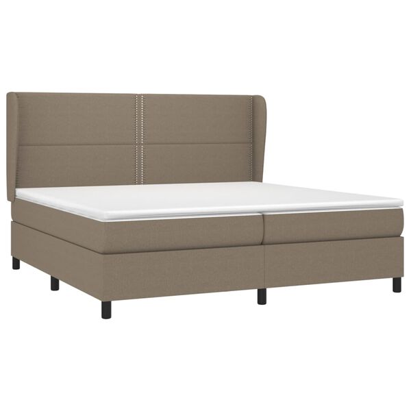 vidaXL Sommier &agrave; lattes de lit avec matelas Taupe 200x200 cm Tissu