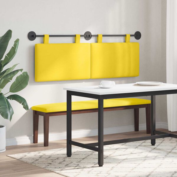 vidaXL T&ecirc;te de lit suspendue Montage mural Jaune clair 150 x 55 x 5 cm