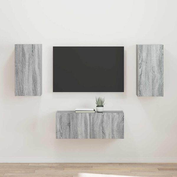 vidaXL Ensemble meuble TV 2 pcs Gris Sonoma Bois d'ing&eacute;nierie