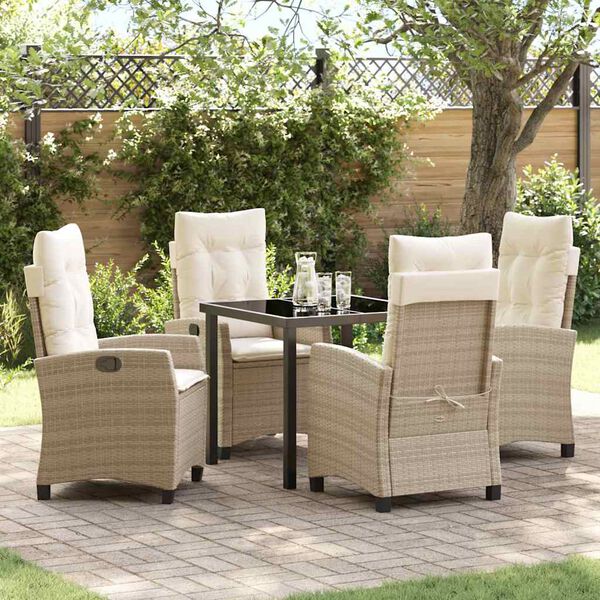 vidaXL Ensemble de salle &agrave; manger pour jardin 5 pcs Beige polyrotin