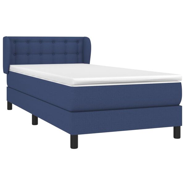 vidaXL Sommier &agrave; lattes de lit avec matelas Bleu 90x200 cm Tissu