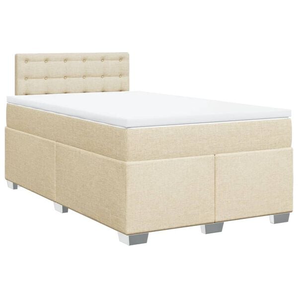 vidaXL Sommier &agrave; lattes de lit avec matelas cr&egrave;me 120x190 cm tissu