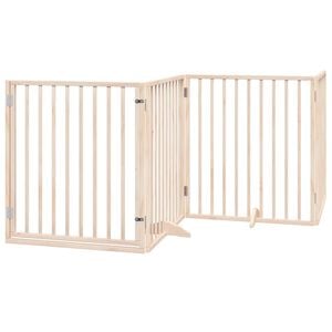 vidaXL Barri&egrave;re pour chiens avec porte 4 panneaux bois de peuplier