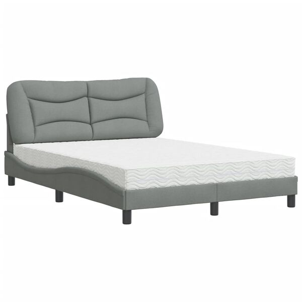 vidaXL Lit avec matelas Hvar gris clair 120x200 cm tissu