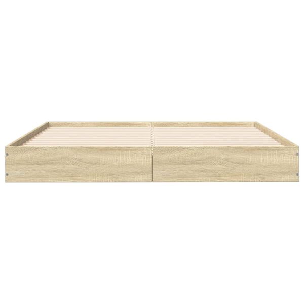 vidaXL Cadre de lit sans matelas ch&ecirc;ne sonoma 135x190 cm