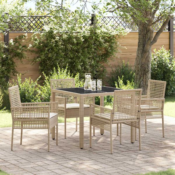 vidaXL Ensemble de salle &agrave; manger pour jardin 5 pcs Beige polyrotin