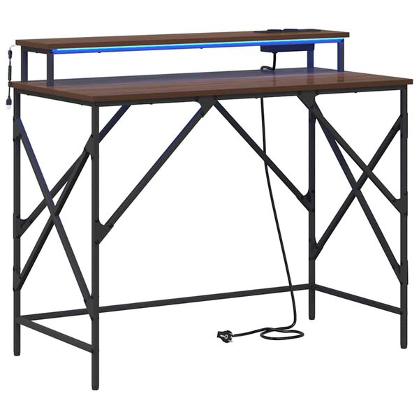 vidaXL Bureau Ch&ecirc;ne brun 100 x 50 x 86,5 cm Bois d'ing&eacute;nierie