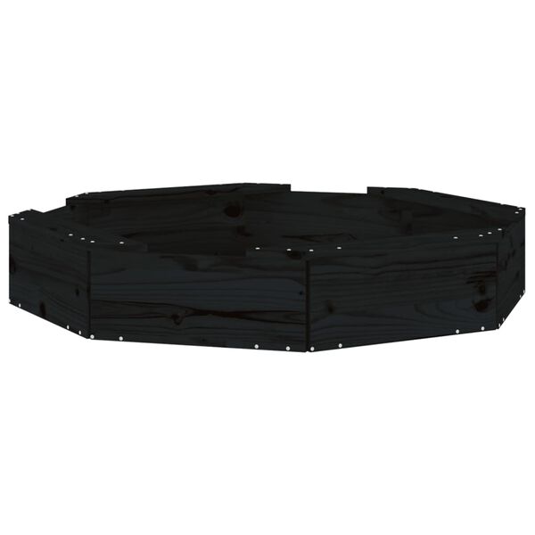 vidaXL Bac &agrave; sable avec si&egrave;ges noir octogone bois de pin massif