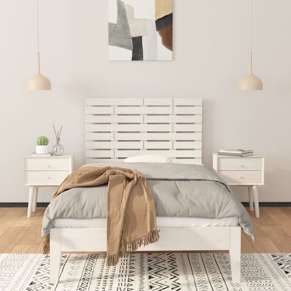 vidaXL Tête de lit murale Blanc 81x3x63 cm Bois massif de pin