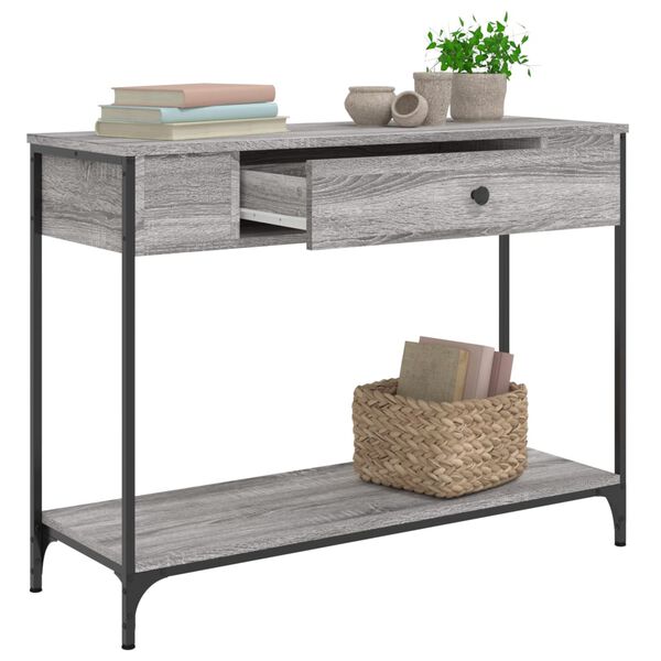 vidaXL Table console sonoma gris 100x34,5x75 cm bois d'ing&eacute;nierie
