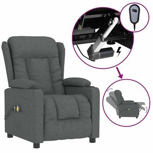 vidaXL Fauteuil &eacute;lectrique de massage Gris fonc&eacute; Tissu