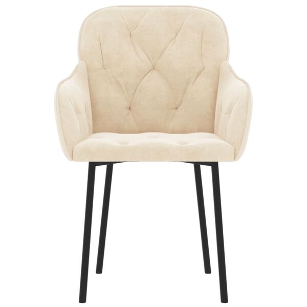 vidaXL Chaises &agrave; manger lot de 2 Cr&egrave;me Velours