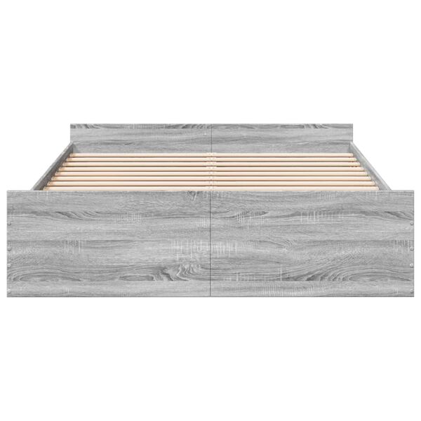 vidaXL Cadre de lit avec tiroirs sans matelas sonoma gris 140x200 cm