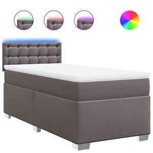 vidaXL Sommier &agrave; lattes de lit avec matelas Gris 90x190 cm Similicuir