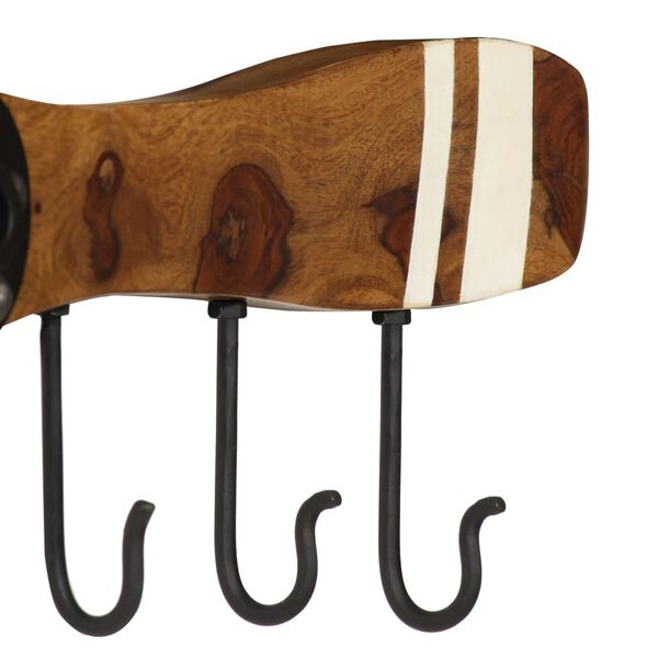 vidaXL Porte-manteau mural avec 6 crochets Bois de Sesham 108x6x19 cm