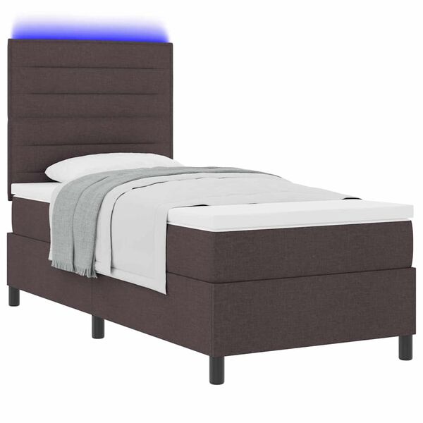 vidaXL Lit &agrave; ressorts avec matelas Marron fonc&eacute; 90 x 190 cm tissu