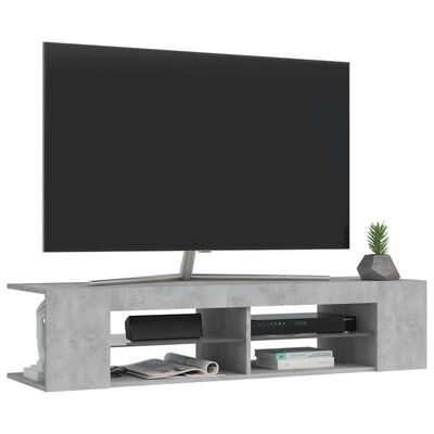 vidaXL Meuble TV avec lumières LED gris béton 135x39x30 cm