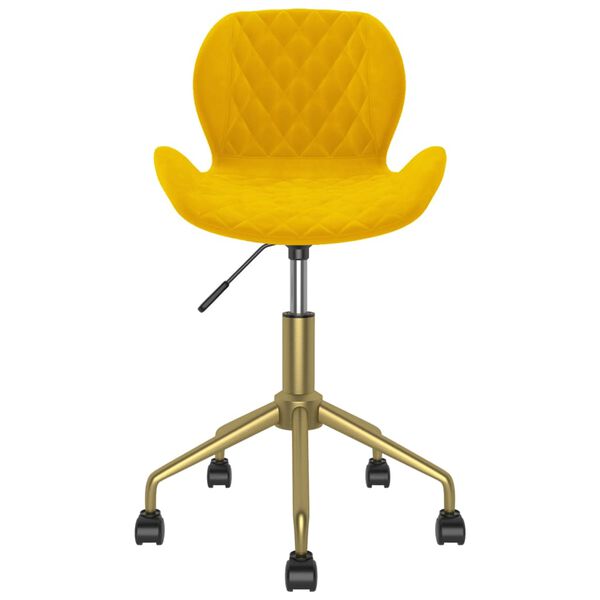 vidaXL Chaise pivotante de bureau Jaune Velours