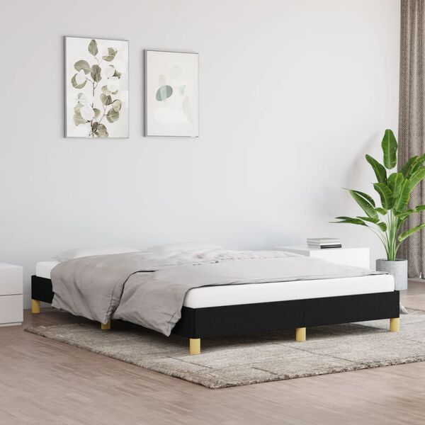 vidaXL Cadre de lit sans matelas noir 160x200 cm tissu