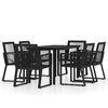 vidaXL Ensemble &agrave; manger de jardin 7 pcs Noir