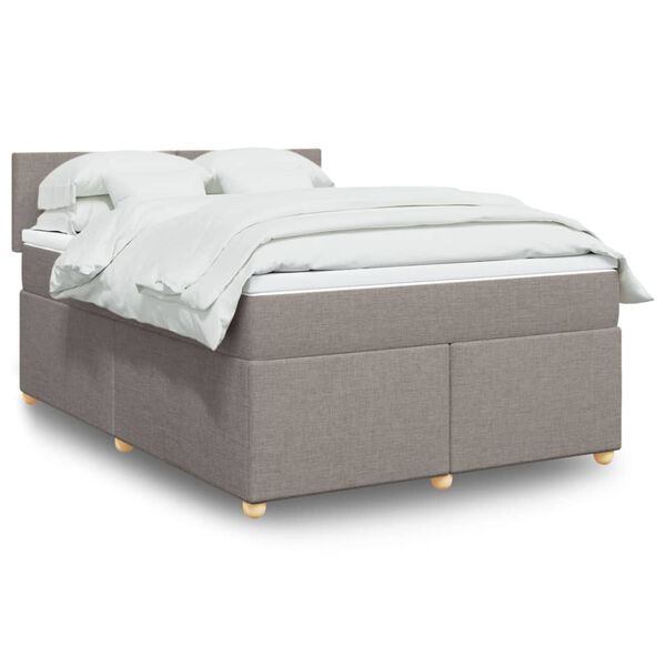 vidaXL Sommier &agrave; lattes de lit avec matelas Taupe 140x190 cm Tissu