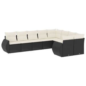 vidaXL Salon de jardin 9 pcs avec coussins noir r&eacute;sine tress&eacute;e