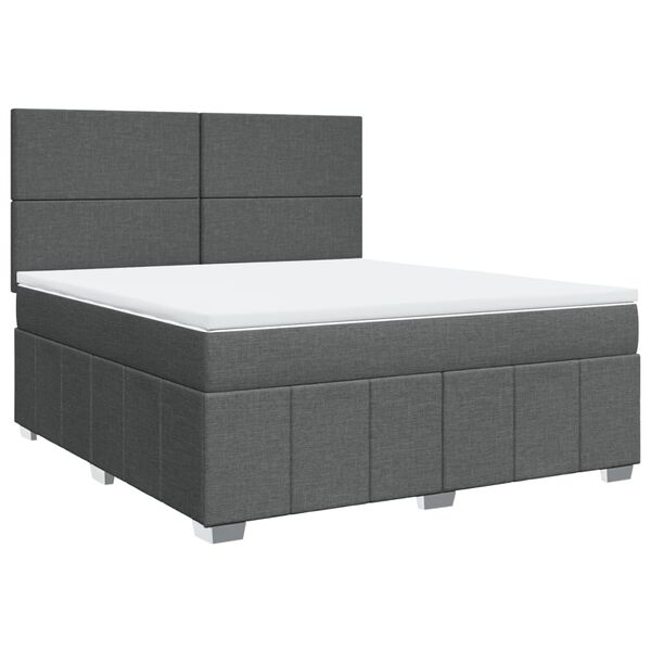 vidaXL Sommier &agrave; lattes de lit avec matelas Gris fonc&eacute; 180x200cm Tissu