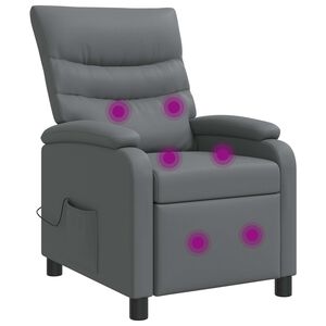 vidaXL Fauteuil de massage inclinable Gris Simili cuir