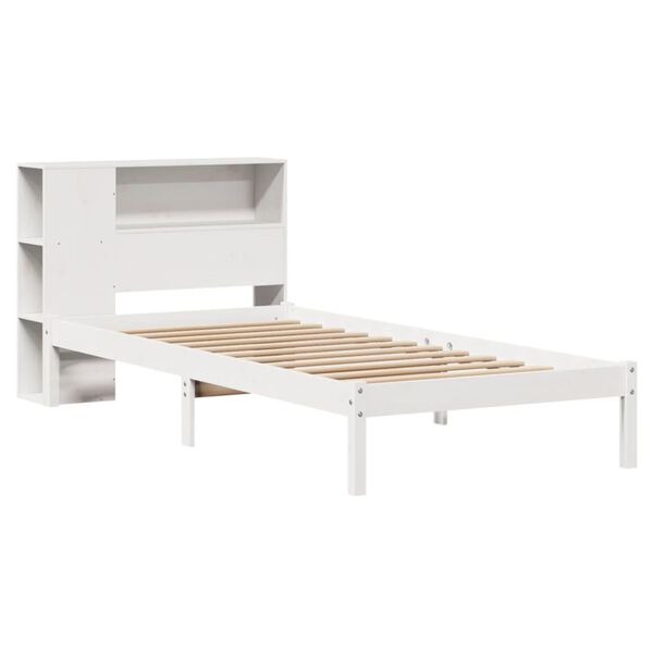 vidaXL Lit biblioth&egrave;que sans matelas blanc 90x200cm bois de pin massif
