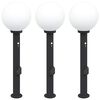 vidaXL Bornes lumineuses avec capteur et prise lot de 3 80 cm noir IP44